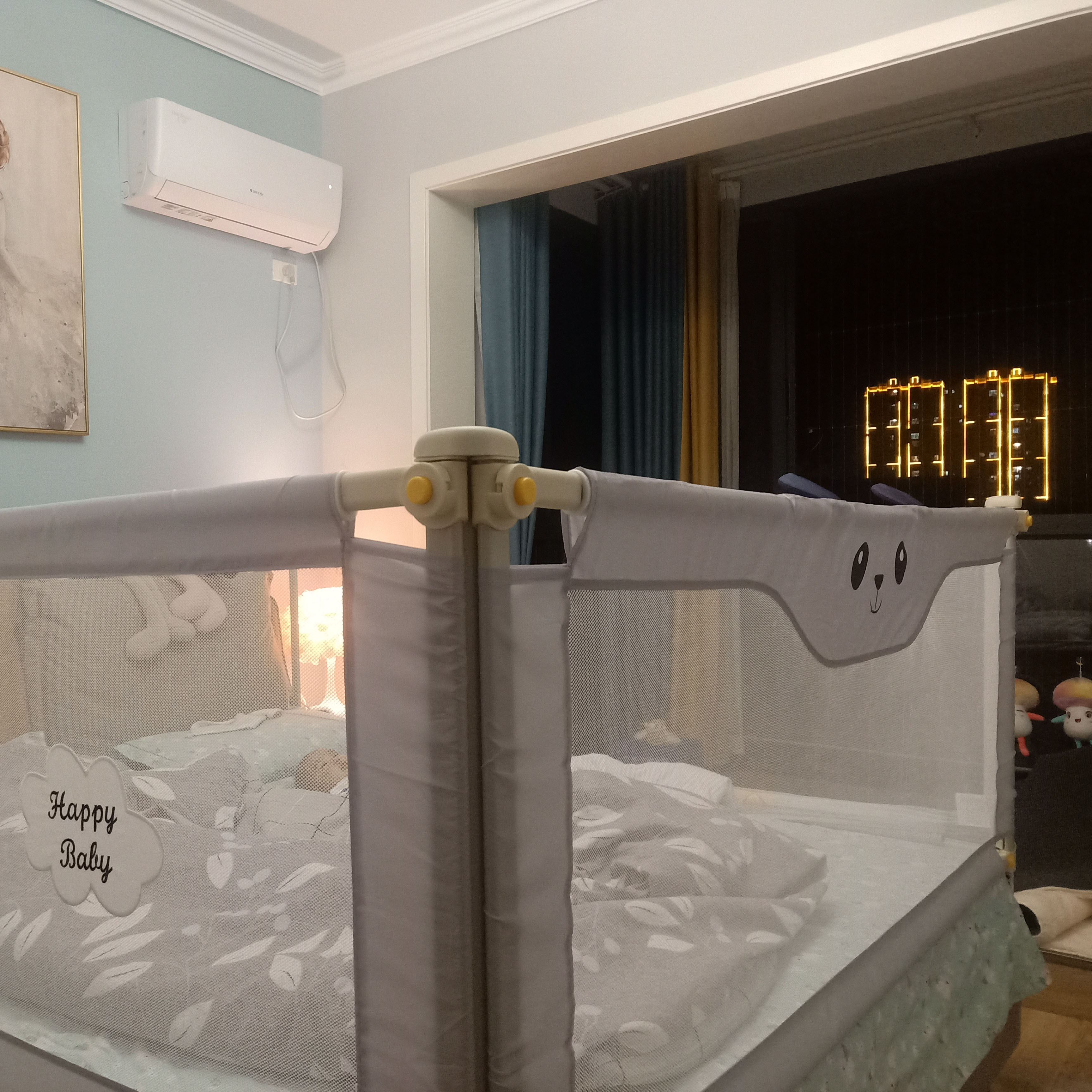 Thanh chắn giường cho bé an toàn KidAndMom BR23 kiêm quây cũi độ cao 74-96cm thiết kế chống kẹt, chống vấp ngã, nâng hạ 1 hoặc 2 đầu bản nâng cấp mới nhất