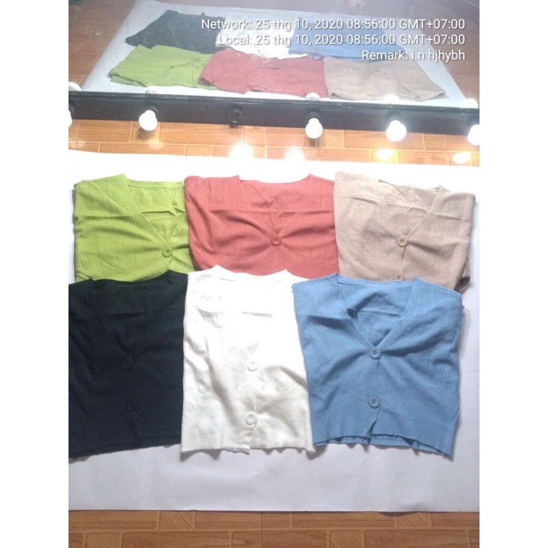 Áo cardigan 2 cúc dáng croptop len mềm xinh xắn