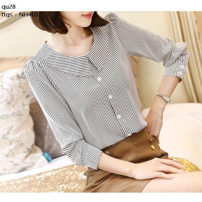 NH405 ÁO NỮ CỔ SEN DÀI TAY