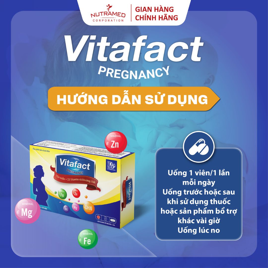 Viên uống Vitafact Pregnancy hỗ trợ bổ sung dưỡng chất và dự phòng dị tật cho thai nhi (30 viên) - Nutramed