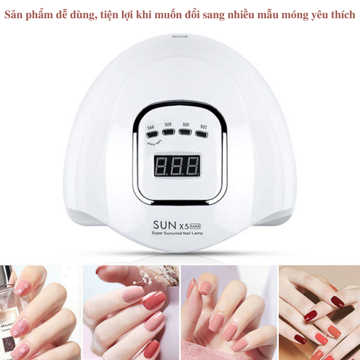 Máy Hơ gel Sấy Khô Móng Tay Chân Làm Khô Gel Sơn Nhanh Chóng Sun 5X Max Công Suất 180W có chế độ tự động cảm biến