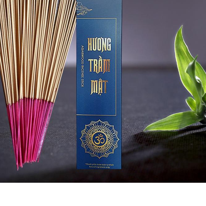 01 Hộp Nhang Trầm, Hương Trầm Mật - Om Incense – Nhang Trầm tẩy uế - Chiều dài 30cm - tăm nhang màu thực phẩm củ dền