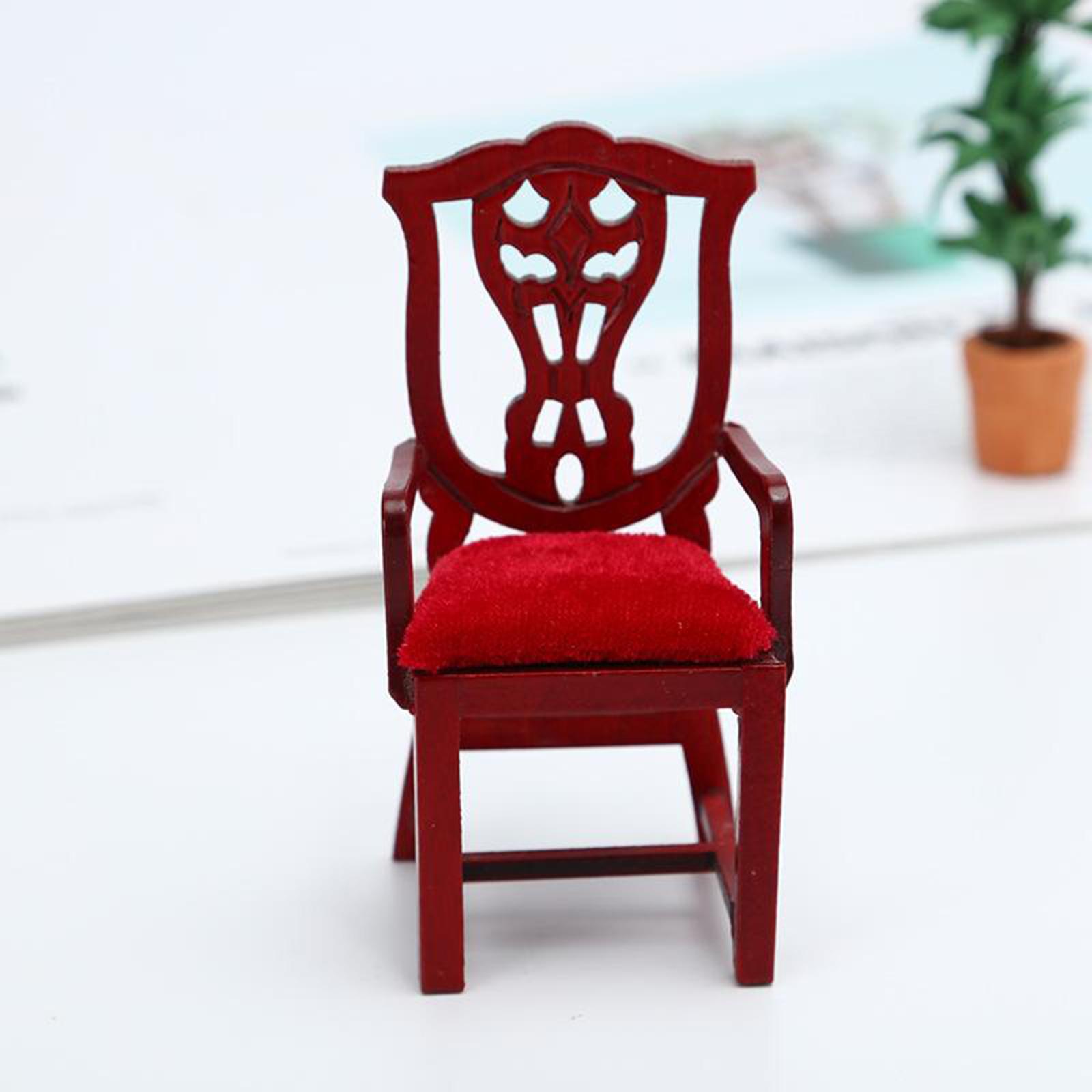 1:12 Scale Doll House Wooden Chair Model Baby Doll Room Supplies Scenery