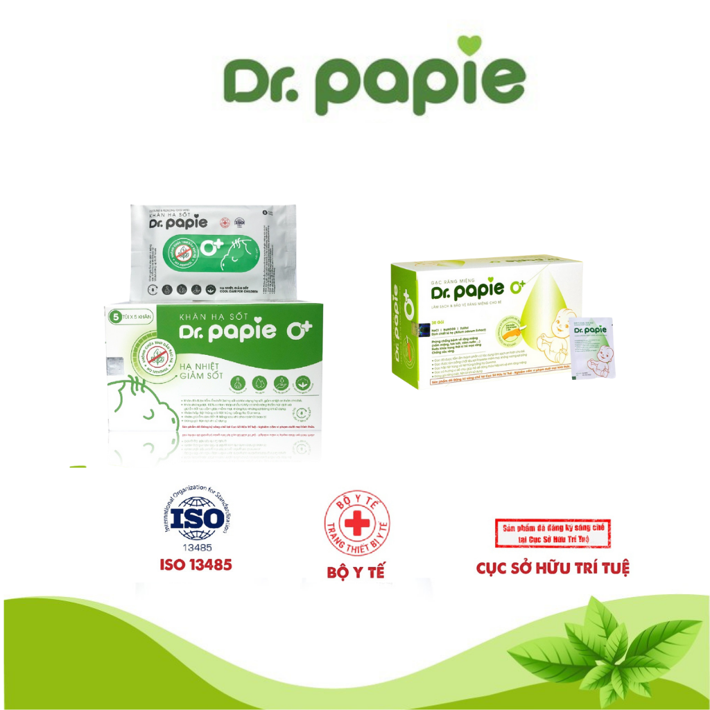 Combo Gạc Răng Miệng Và Khăn Lau Hạ Sốt 0+ Dr.Papie Cho Bé