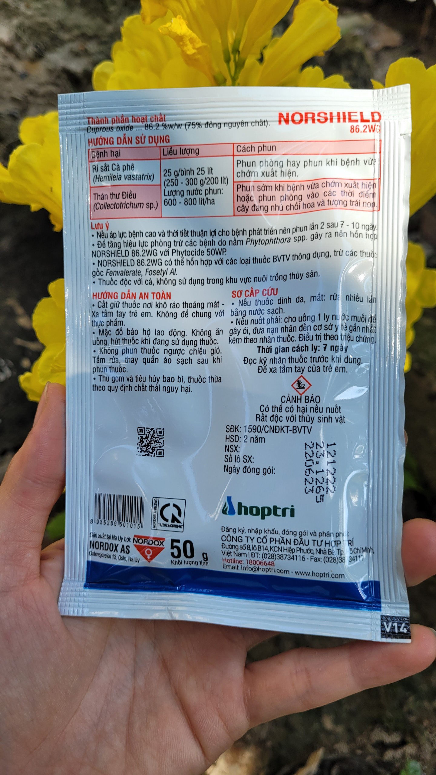 NORSHILED 86.2WG trừ bệnh thán thư, rỉ sắt, loét trên cây trồng, đồng đỏ chính hiệu gói 50gram