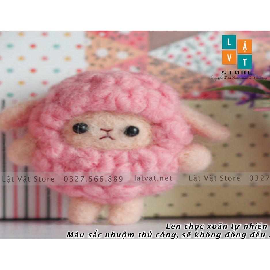 Len chọc xoăn tự nhiên để làm lông thú cún cưng, poodle, cừu, động vật 2 màu, needle felting curly wool