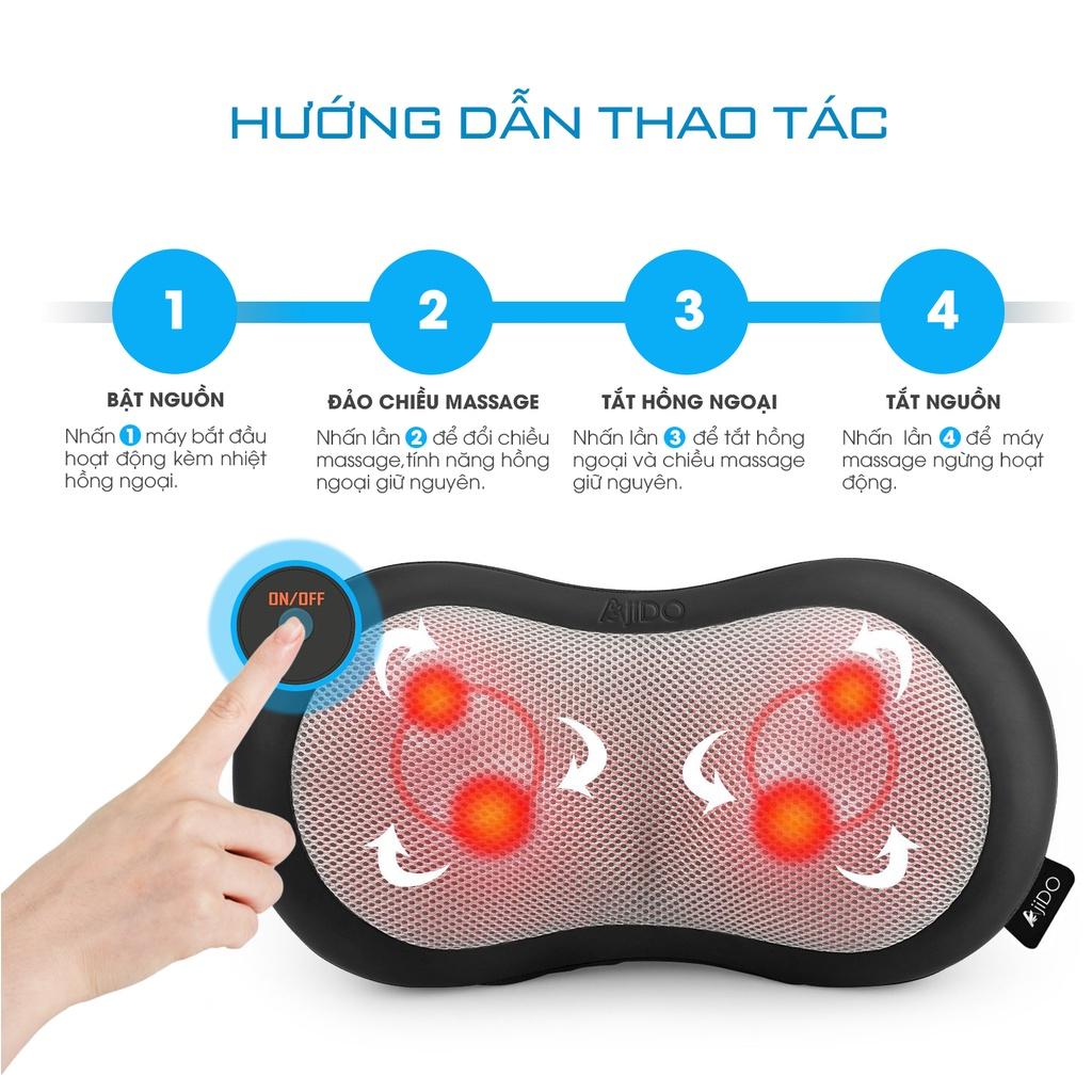 Gối Massage Hồng Ngoại Đa Năng AJIDO AJ - G63, Mát Xa Cổ Vai Gáy - Lưng - Toàn Thân