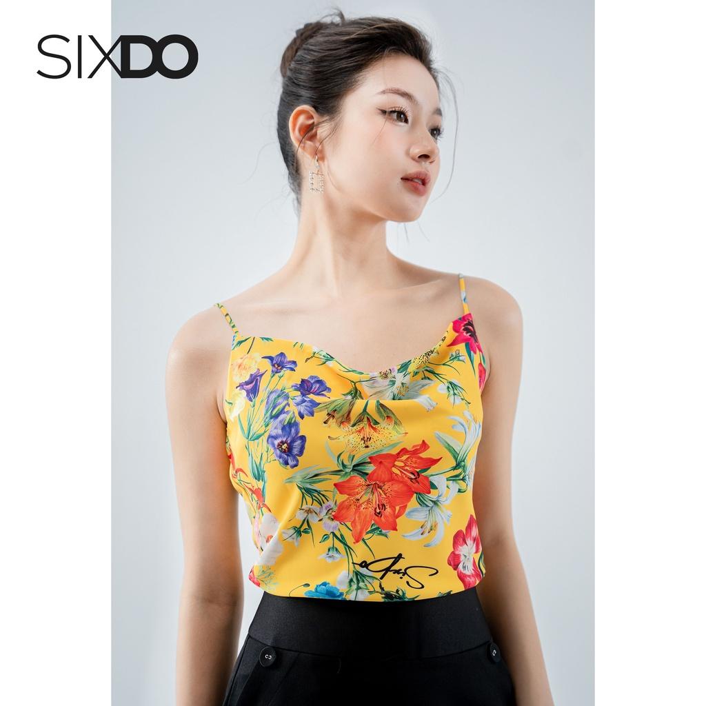 Áo hai dây lụa họa tiết hoa SIXDO