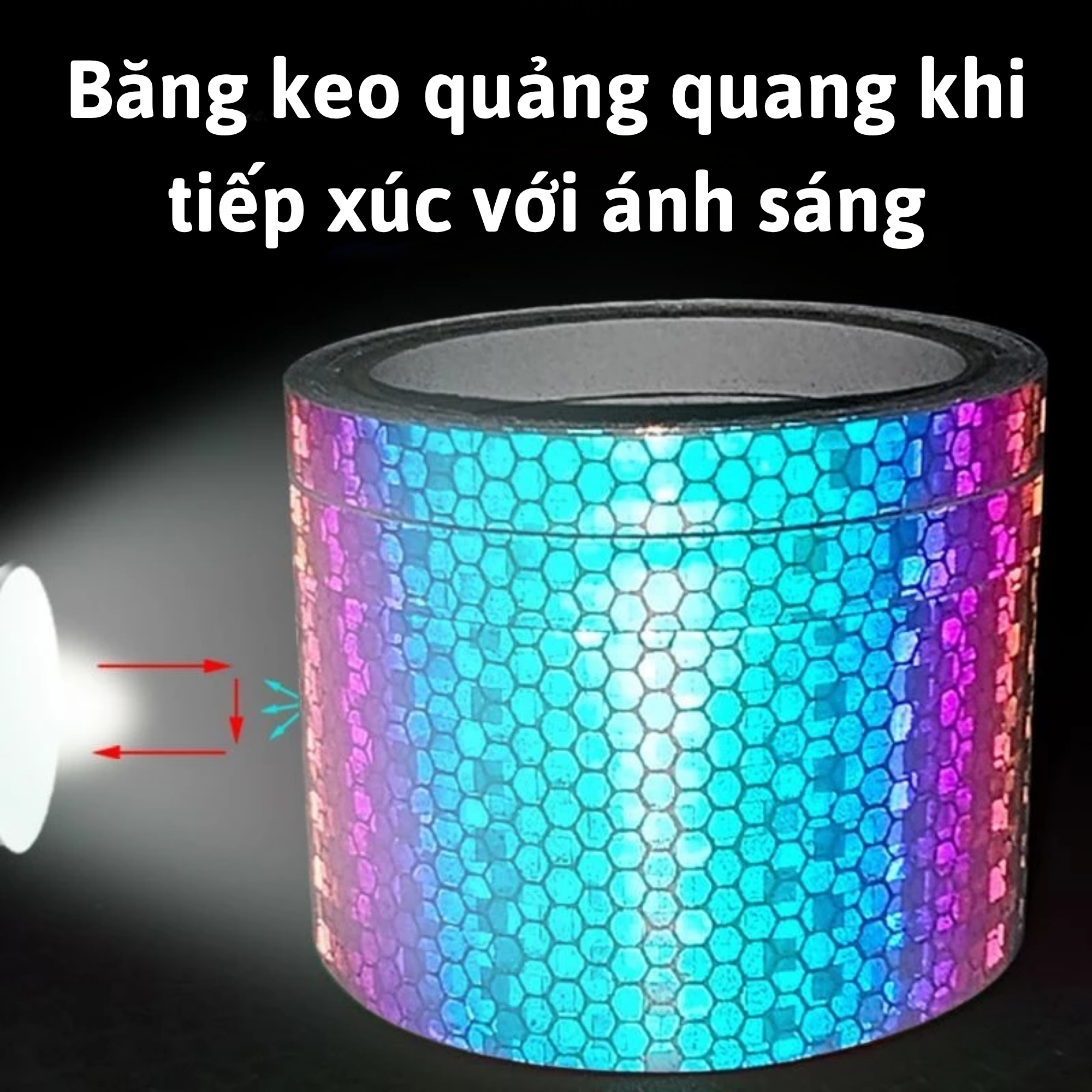 Băng Keo Phản Quang Đa Sắc Dán Xe Decal Phản Sáng Trang Trí Mâm Xe Cầu Thang Nhà Kho An Toàn Vào Ban Đêm