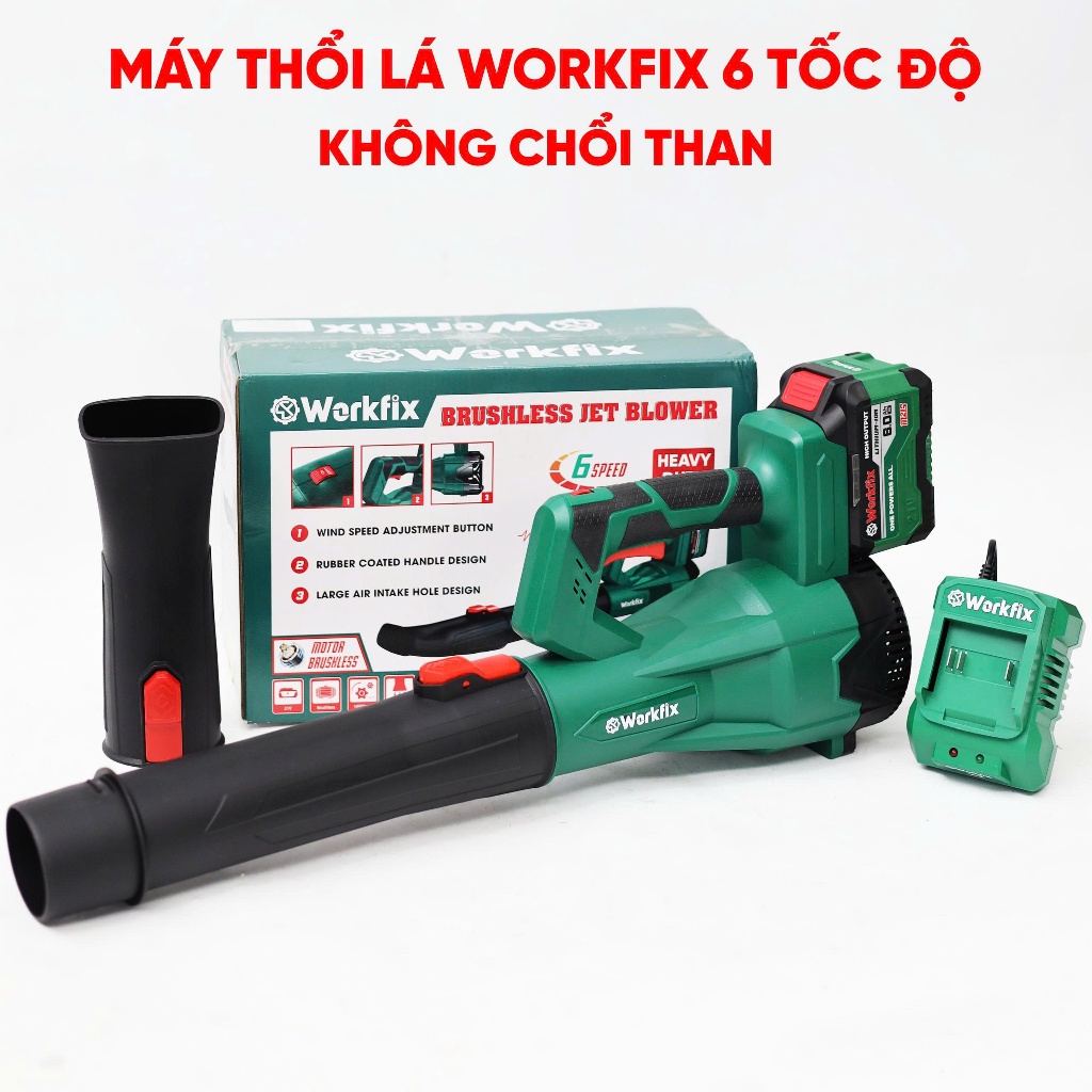 Máy thổi Lá Dùng Pin Wokfix WF-TL680M,Công Suất 680W , Dùng pin phổ thông