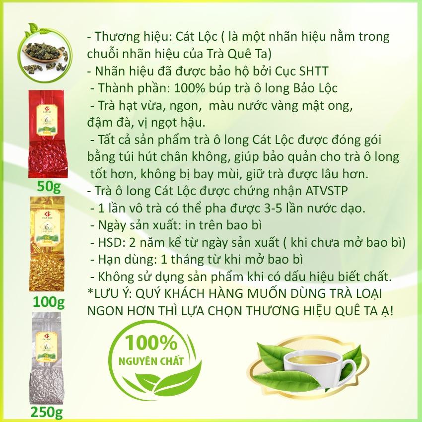 Trà ô long (o long, oolong, olong) Cát Lộc nguyên chất, vị đậm đà, là nguyên liệu làm trà sữa ngon – Gói 100g, 50g