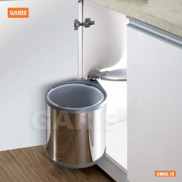 Thùng rác đơn inox 10L, cánh mở Garis GW05.10