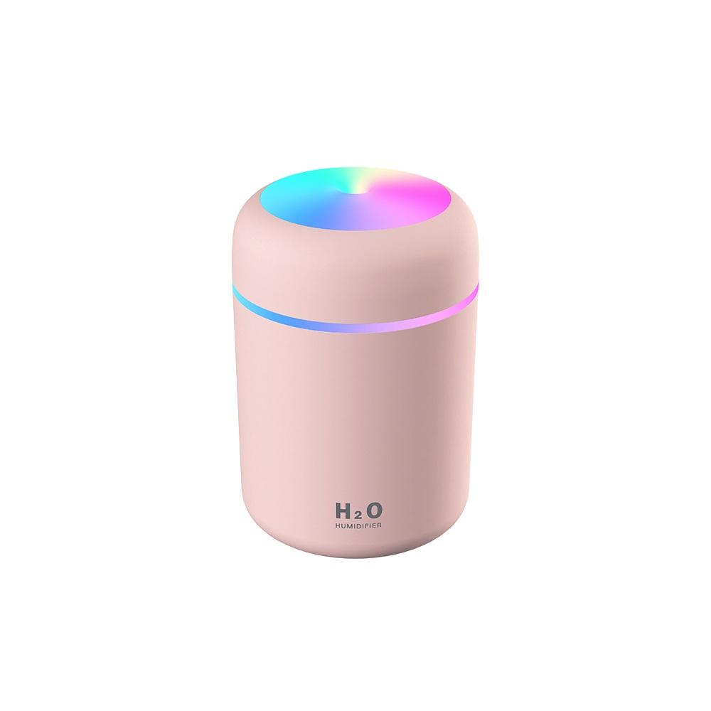 Máy phun sương tạo ẩm H2O máy xông tinh dầu tạo ẩm không khí, khuếch tán tinh dầu H20 Humidifier đèn LED 300ml - Máy Hồng,Máy  TD Bạc Hà