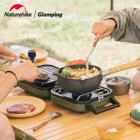 Bếp gas đôi gấp gọn kèm khay nướng Glamping NatureHike NH22RJ003