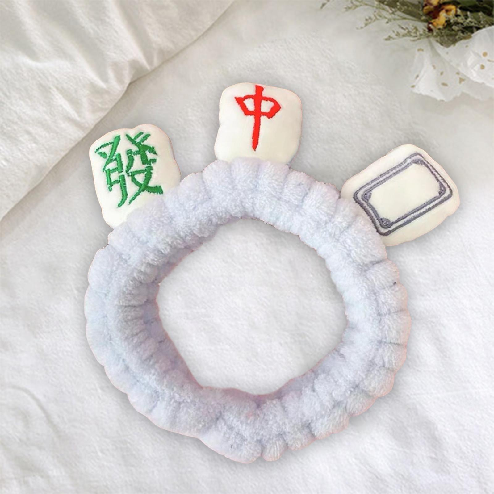 Mahjong Makeup SPA Headband Soft Flannel Plush for Face Wash Women