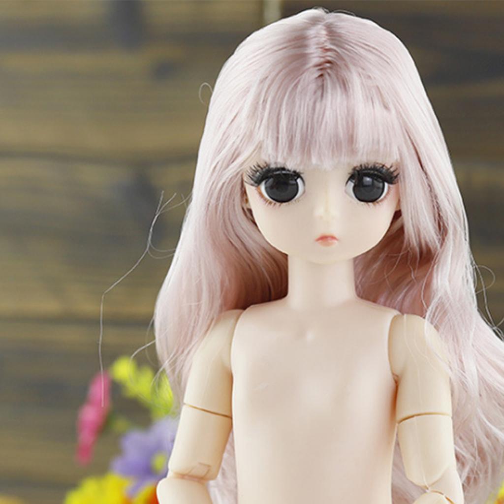 21 Jointed Girl DIY Doll Body with Curly Hair 4D Realistic Eyes Light Brown