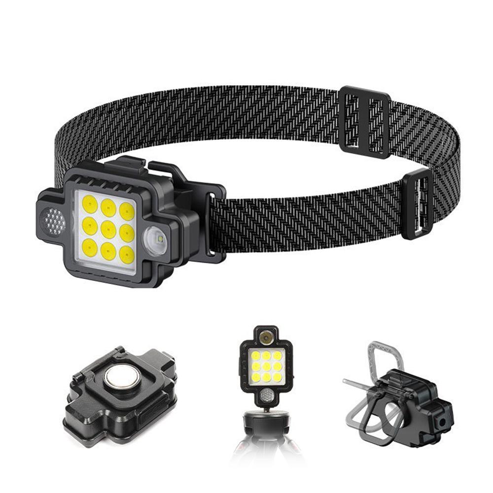 USB Rechargeable Headlamp Outdoor Flashlight Headlight Work Light with Adjustable Head 5 Light Modes for Cycling Camping Hiking Running