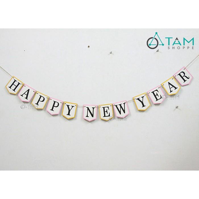 Dây treo chữ Happy New Year bằng gỗ số 06