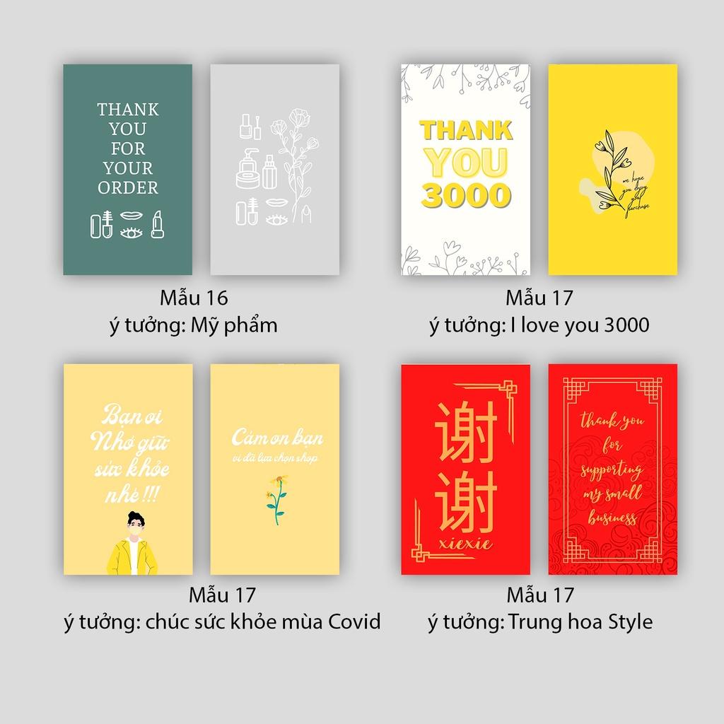 Hộp 100 card cám ơn, card Thank you sáng tạo độc đáo hợp trend (8 mẫu) dành riêng cho shop bán hàng