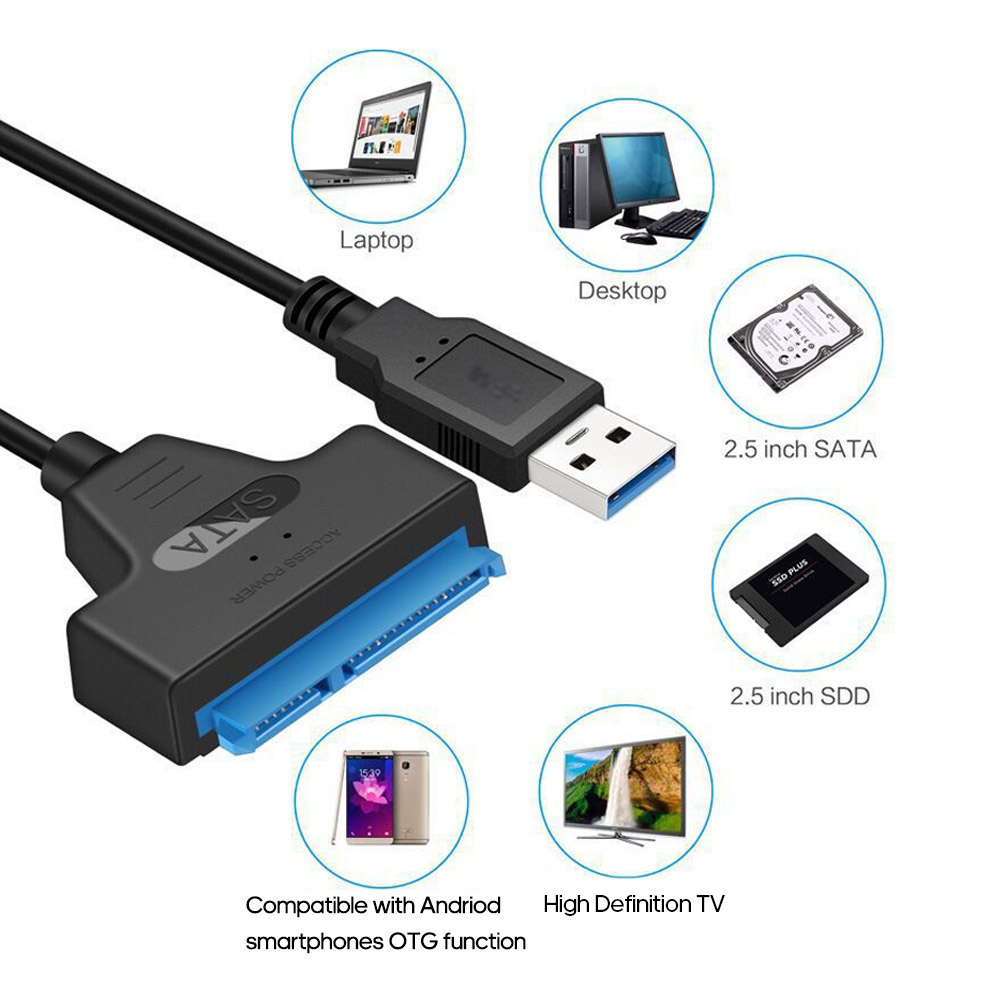 Cáp chuyển đổi ổ cứng USB 3.0 sang SATA III với đèn Led Light Cáp kết nối trình điều khiển cứng máy tính cho SSD & HDD 2,5 inch