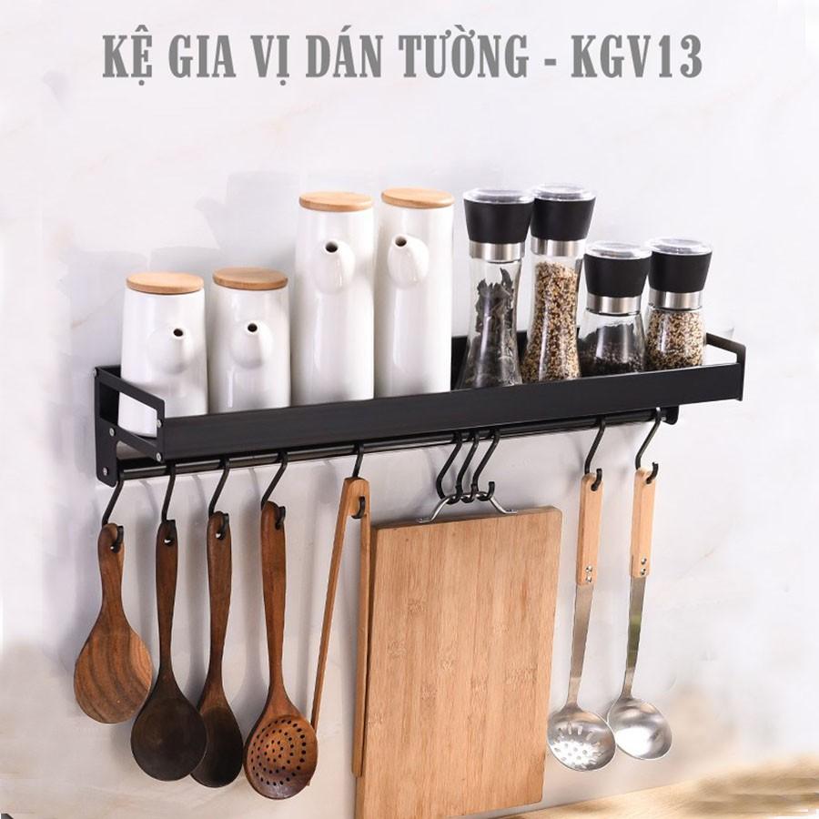 kệ gia vị dán tường kèm móc treo tiện lợi KGV14