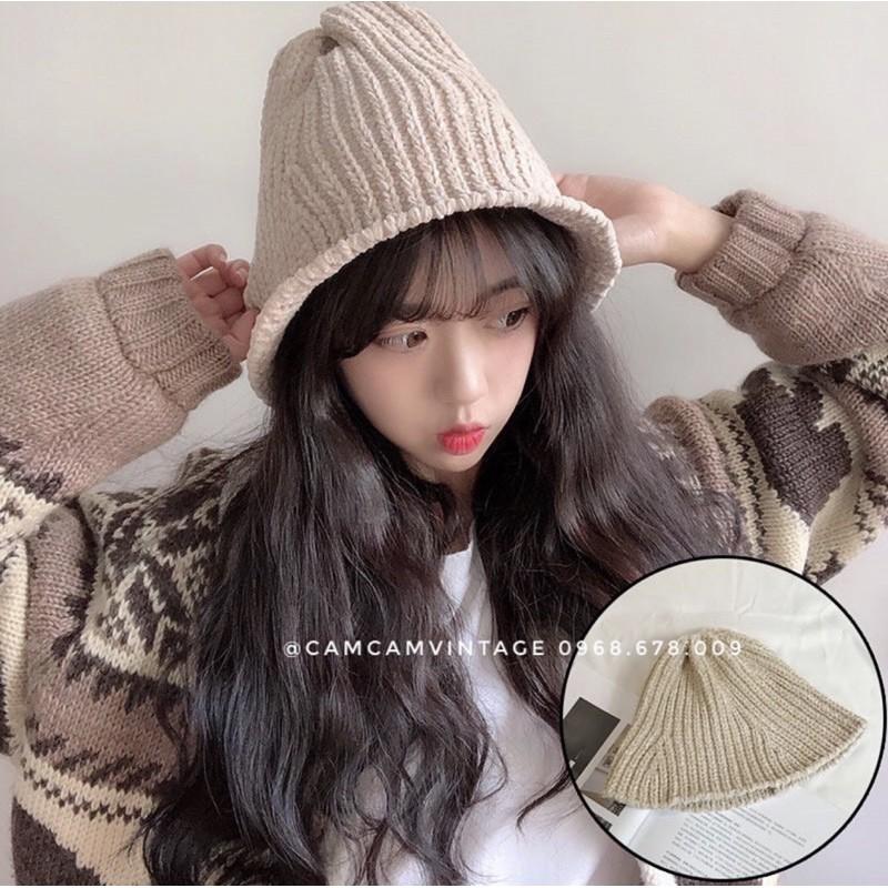 Mũ bucket nón ulzzang beanie chú lùn sụp tone màu vintage đáng yêu