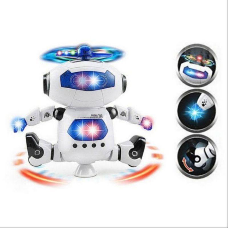 Đồ Chơi Rô Bốt Phát Nhạc Xoay 360 Độ