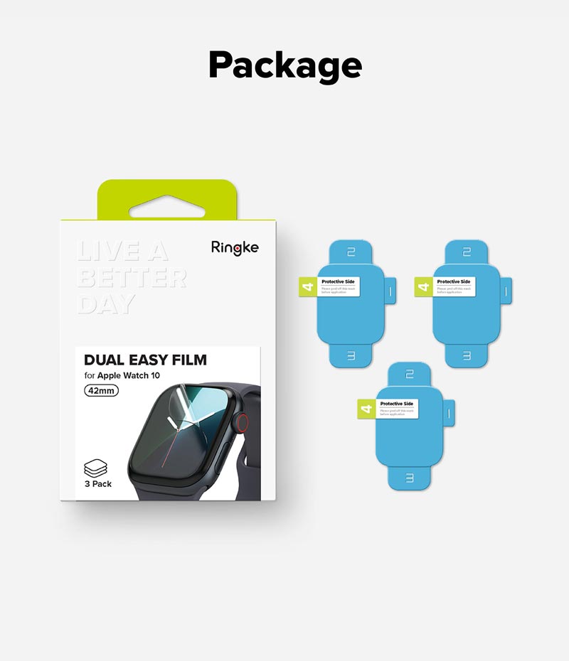 Bộ 3 miếng dán màn hình cho Apple Watch 10 RINGKE Dual Easy Film - Hàng Chính Hãng