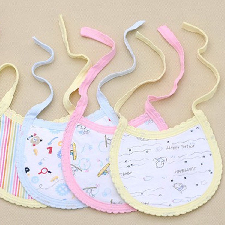 Set 3 Yếm Tròn Trần Bông Cotton 3 Lớp Siêu Thấm Hút Cho Bé (Giao màu ngẫu nhiên)