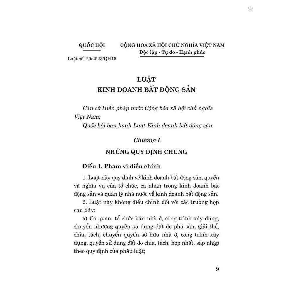 Sách - Luật Kinh Doanh Bất Động Sản Năm 2023 (Sửa Đổi, Bổ Sung Năm 2024) - NXB Chính Trị Quốc Gia