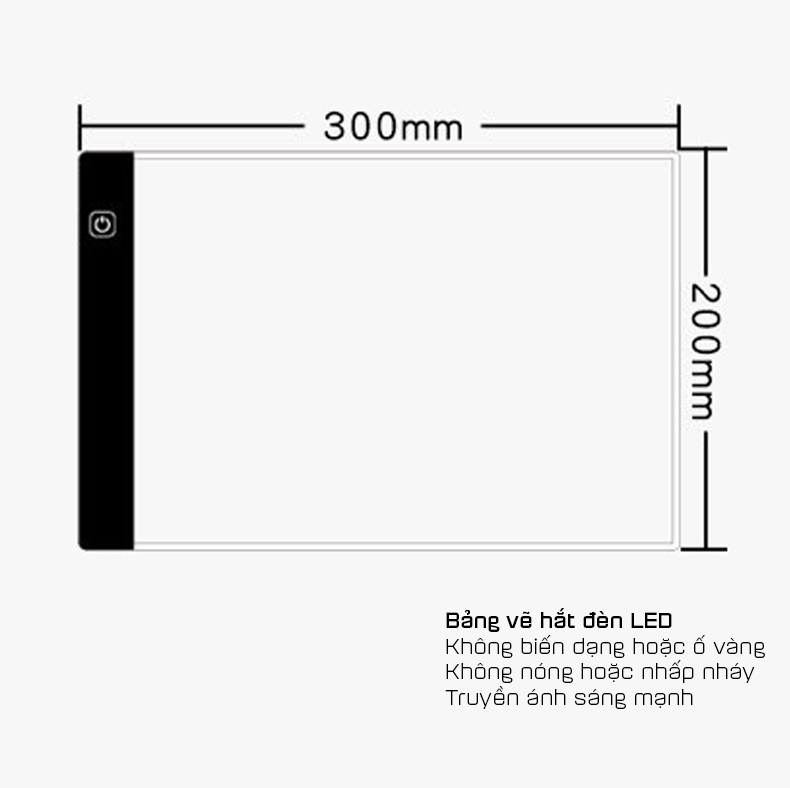 Bảng Vẽ Đèn LED Hắt Sáng 3 Cấp Độ Khổ A4 Cao Cấp -Hàng Nhập Khẩu