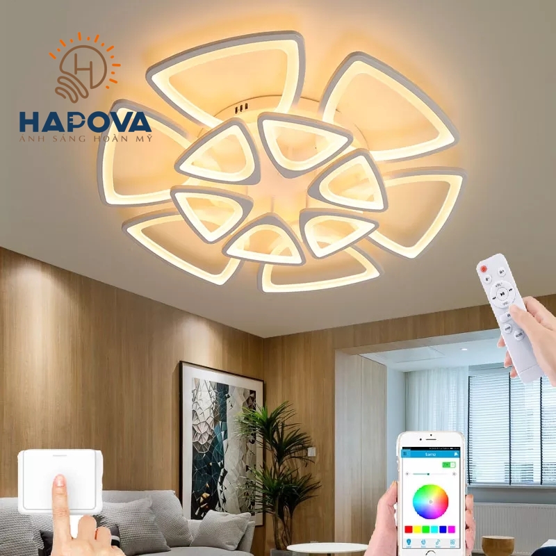 Đèn ốp trần 5 cánh HAPOVA ORLA 8882 12 cánh