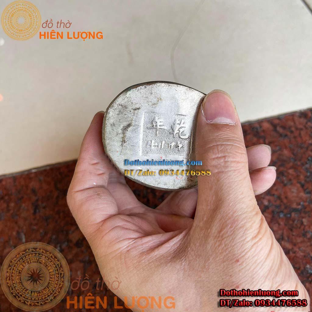 Tượng Phật Bà Ngồi Đài Sen Màu Trắng Bằng Đồng Thau Nguyên Chất Đẹp Tinh Xảo Cao 13cm