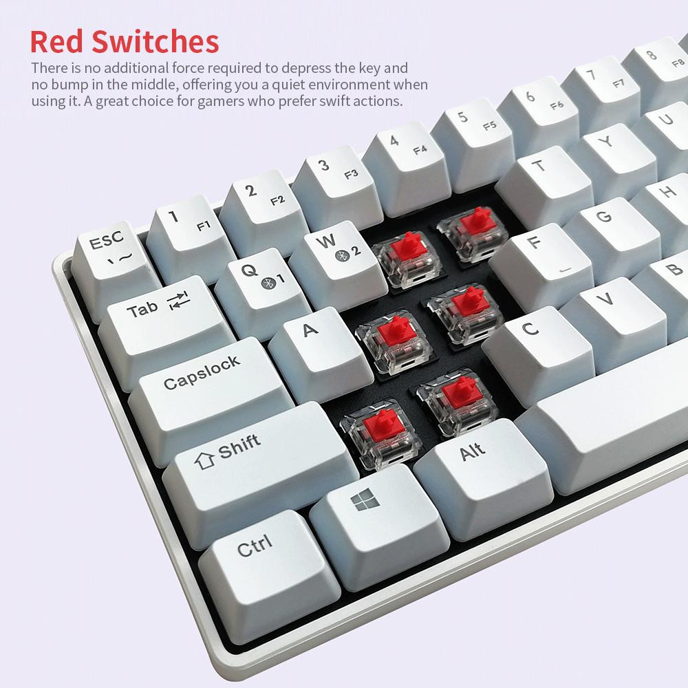 Bàn phím RGB N-key Rollover đa thiết bị cơ học nhỏ gọn với 64 phím BT & Chế độ có dây 18 Hiệu ứng, đèn nền