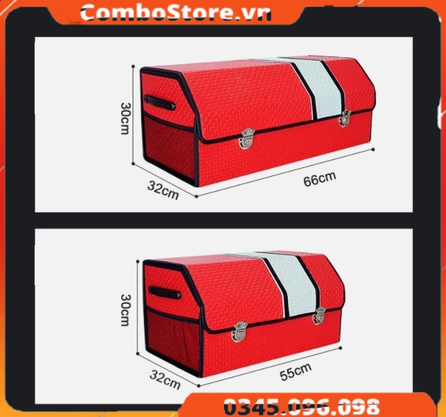 Túi đựng đồ da cao cấp xếp gọn cốp ô tô xe hơi - Thùng đựng đồ da kết hợp nhựa cao cấp xếp gọn cốp xe