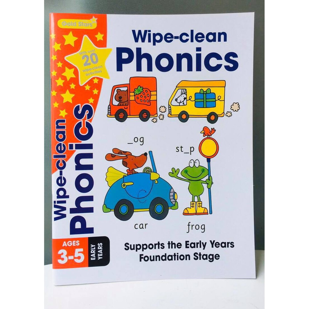 Gold Stars Wipe Clean Workbook: Phonics - Sách Học Phát âm Ngoại Ngữ cho trẻ - Sách Học Tiếng Anh ( 3 - 5 tuổi )