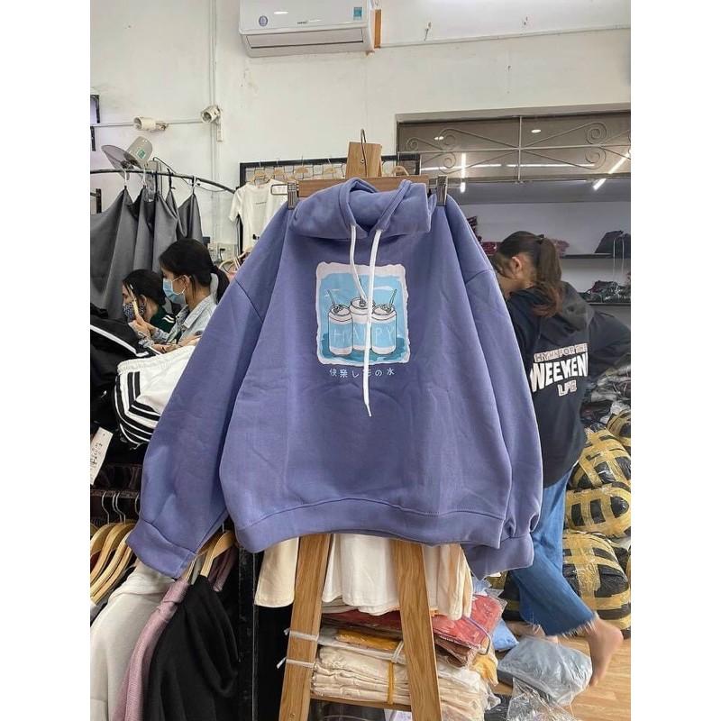 Áo Hoodie tay phồng chất nỉ bông cực mịn chữ nhật - Form rộng Unisex Nam Nữ Couple đều mặc được