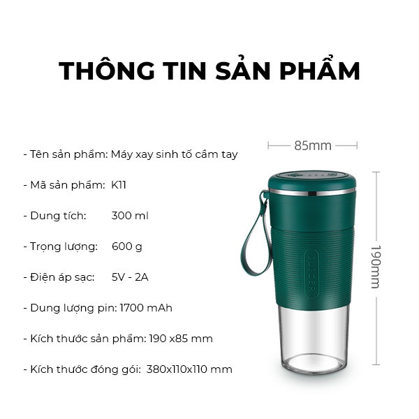 Máy Xay Sinh Tố Cầm Tay Không Dây, Máy Xay Trái Cây Thủy Tinh Sạc Pin Đa Năng Cao Cấp Với 6 Lưỡi Dao Mạnh Mẽ