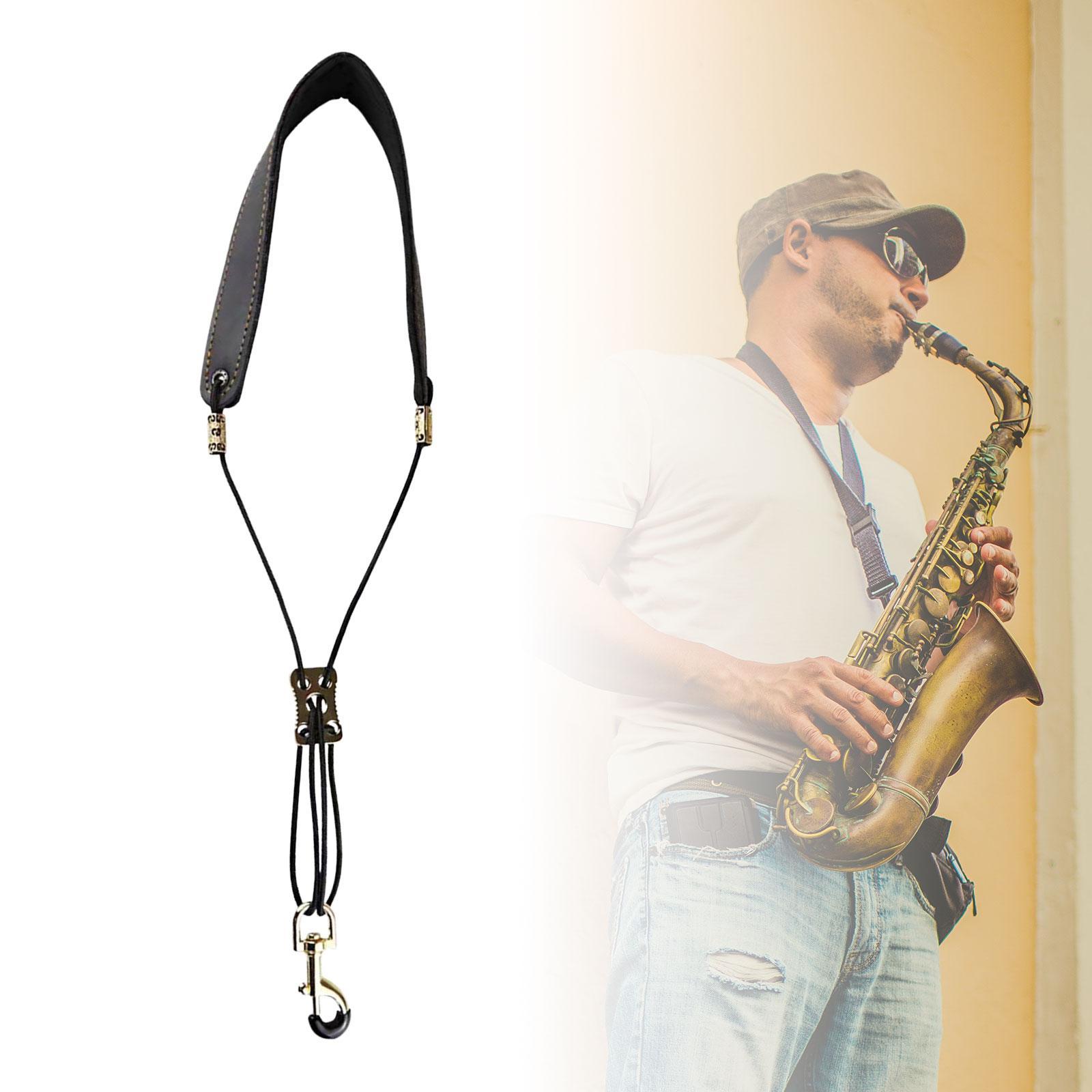 Saxophone Strap Alto Saxophones Strap Convenient Ergonomic Wide Adjustable Sax Neck Strap PU Leather Saxophone Instrument for Alto Tenor Sax