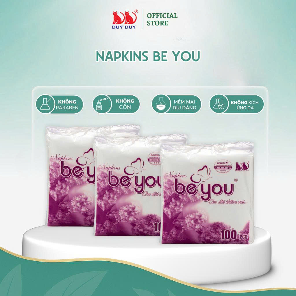 Giấy ăn Be You 100% bột giấy 100 tờ (31x31cm) lụa mềm siêu dai