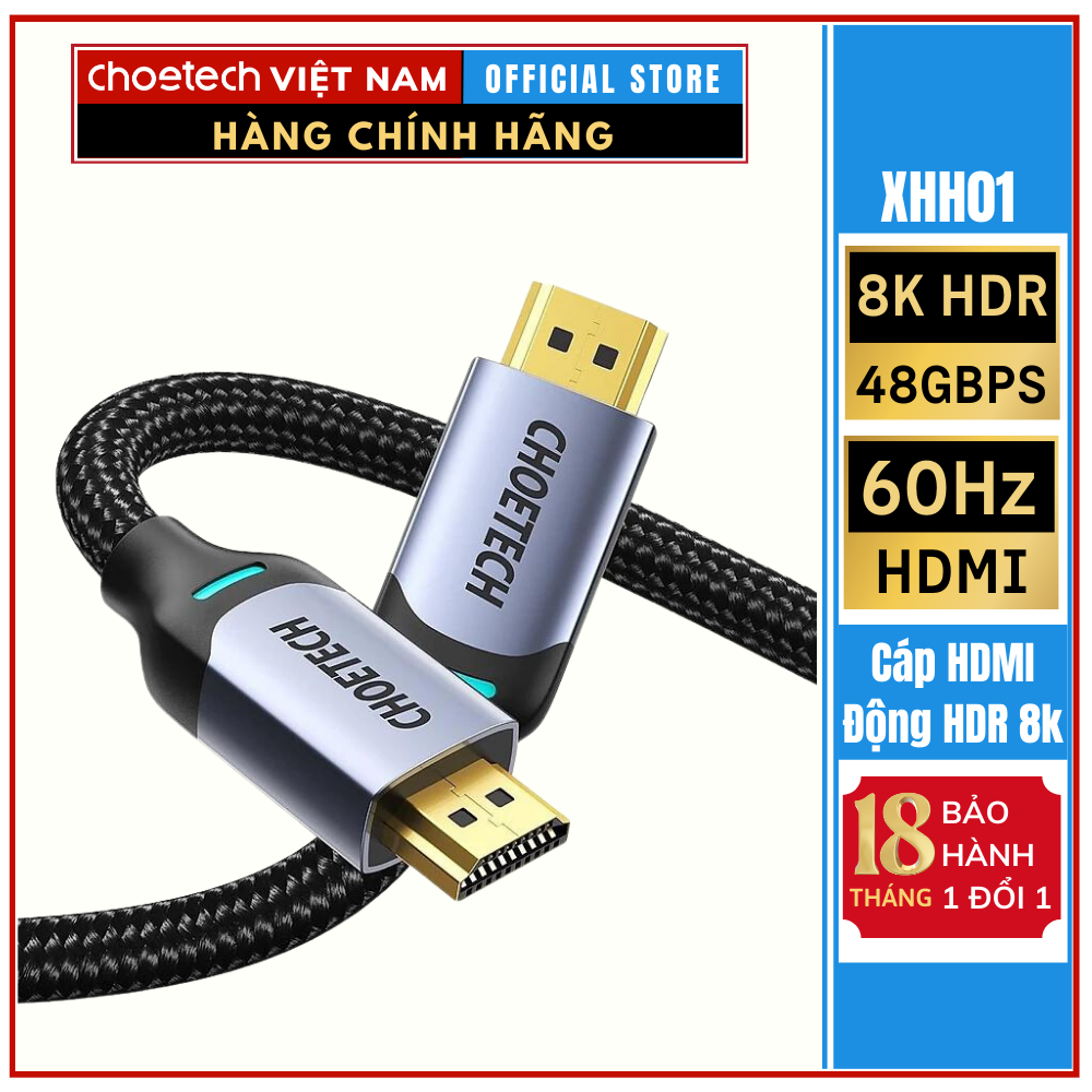 Cáp Bện HDMI to HDMI XHH01 8K HDMI 2.1 8K@60Hz 48Gbps ̣̣