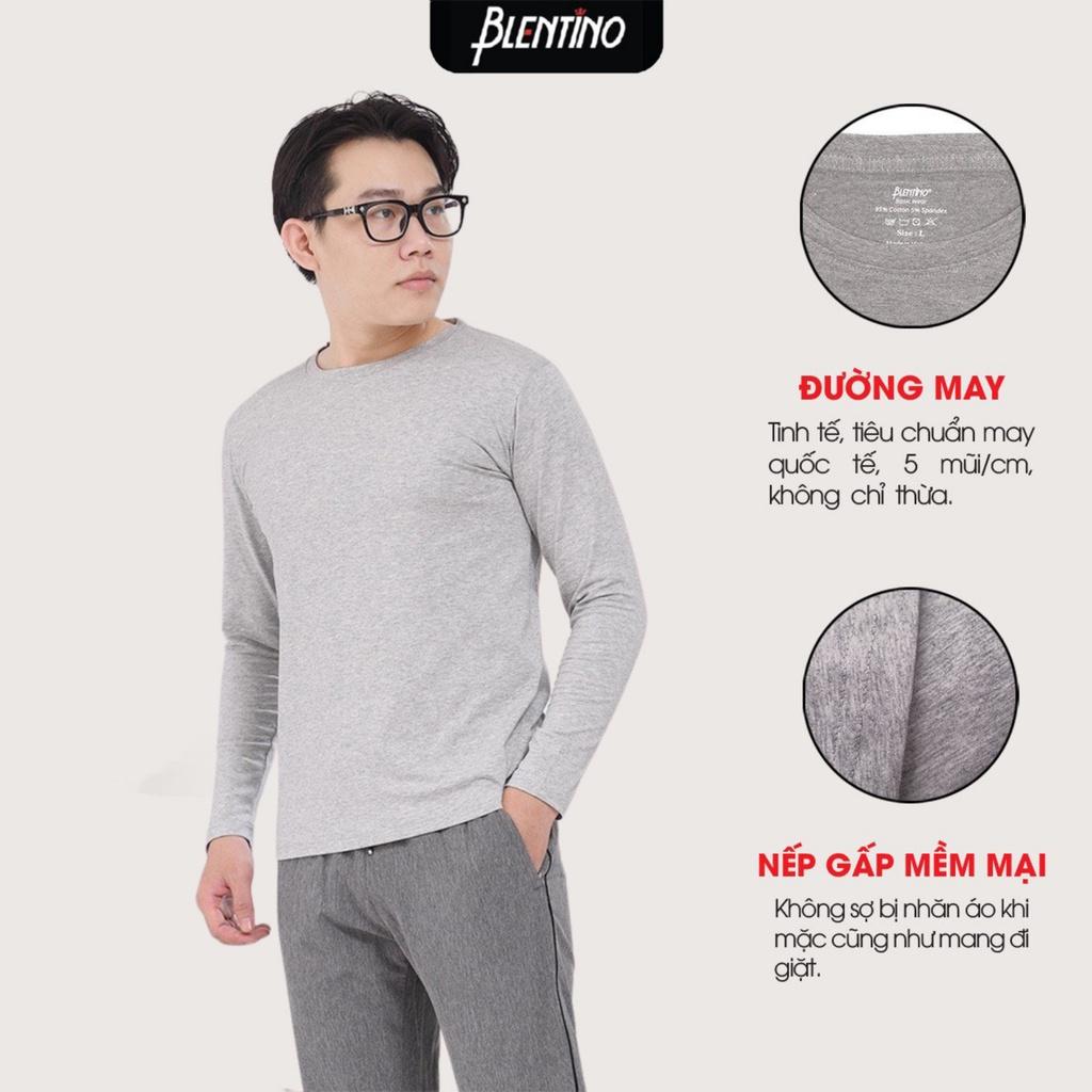 Áo Thun nam thu đông Premium Dài Tay Cổ Tròn Blentino BLTSD-02.Chất Liệu Cotton tự nhiên cao cấp