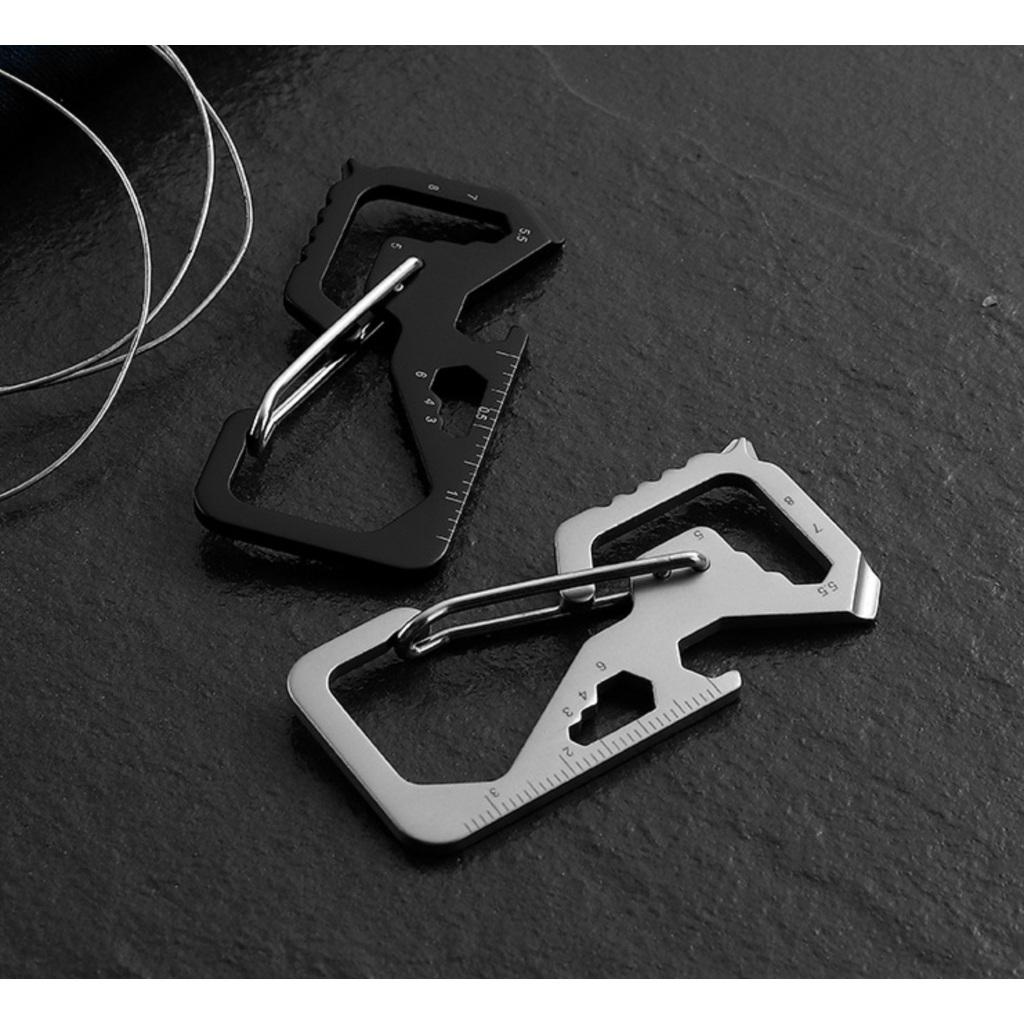 Móc khóa EDC carabiner đa năng 8 trong 1