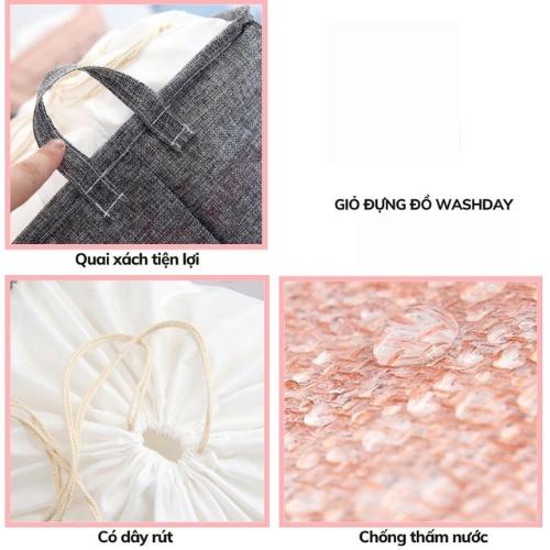 Giỏ Đựng Quần Áo Bằng Vải Cỡ Lớn, Túi Đựng Chăn Màn Đa Năng WASHDAY Có Thể Gấp Gọn Vintage Xinh Xắn