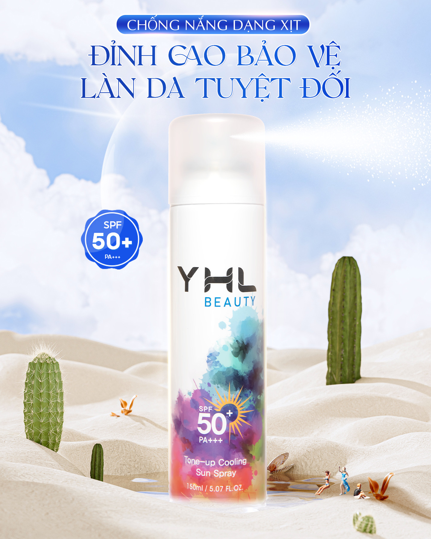 Kem chống nắng nâng tông da dạng xịt toàn thân YHL 150ml Hàn Quốc