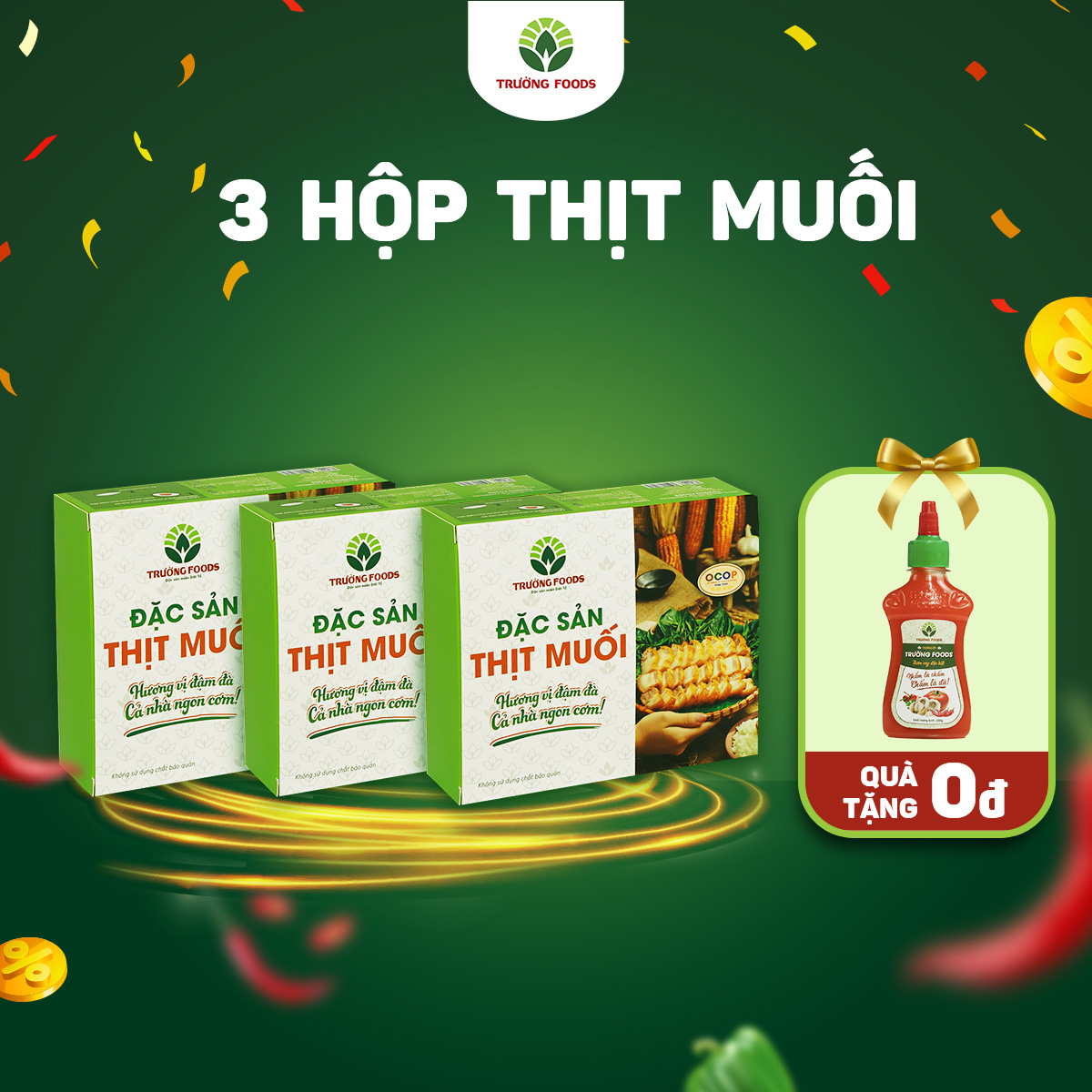 Combo 3 Hộp Thịt Muối Trường Foods 250g/Hộp