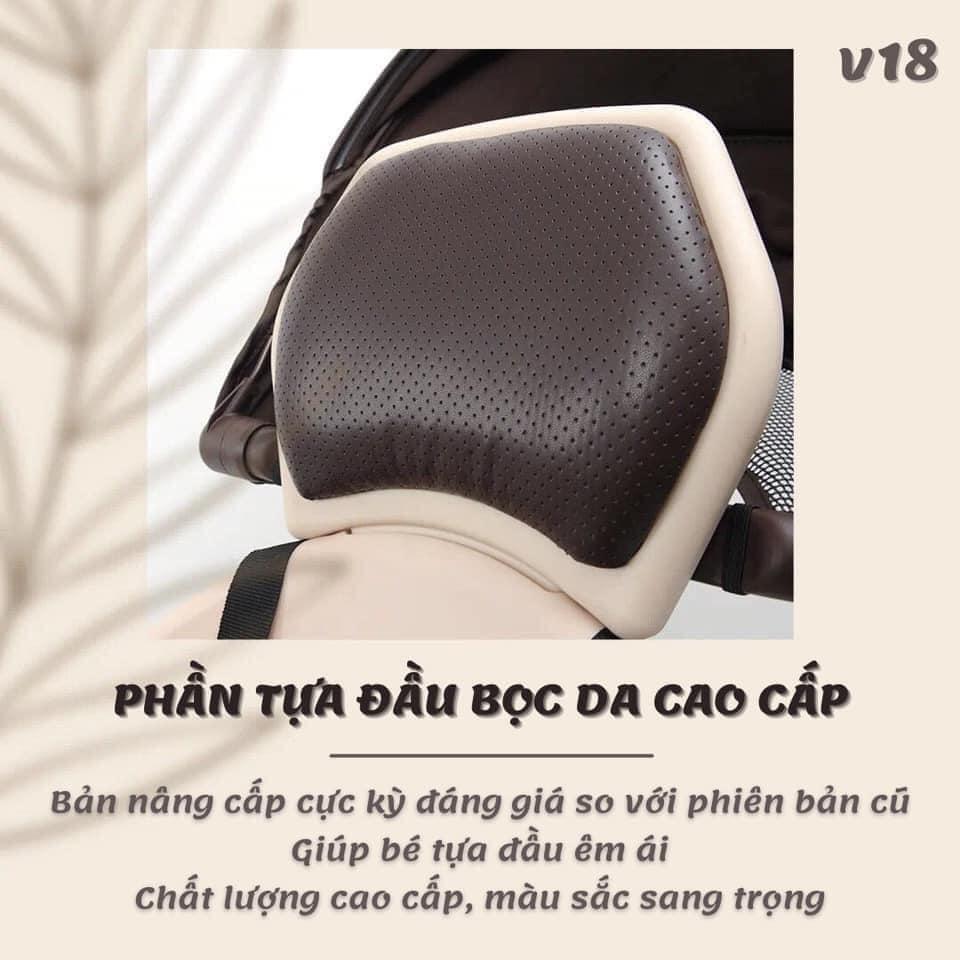 Xe đẩy gấp gọn Baobaohao V18 ngồi ngả 5 chế độ kèm gối da và đệm ngồi