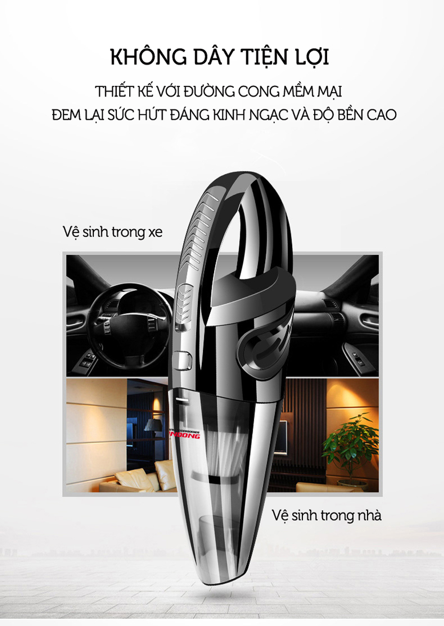 Máy hút bụi cầm tay không dây Rundong R-6053 cao cấp | 120W lực hút cực khỏe, thiết kế đẹp mắt, sang trọng, nhỏ gọn dùng cho nội thất xe ô tô và gia đình - HÀNG CHÍNH HÃNG