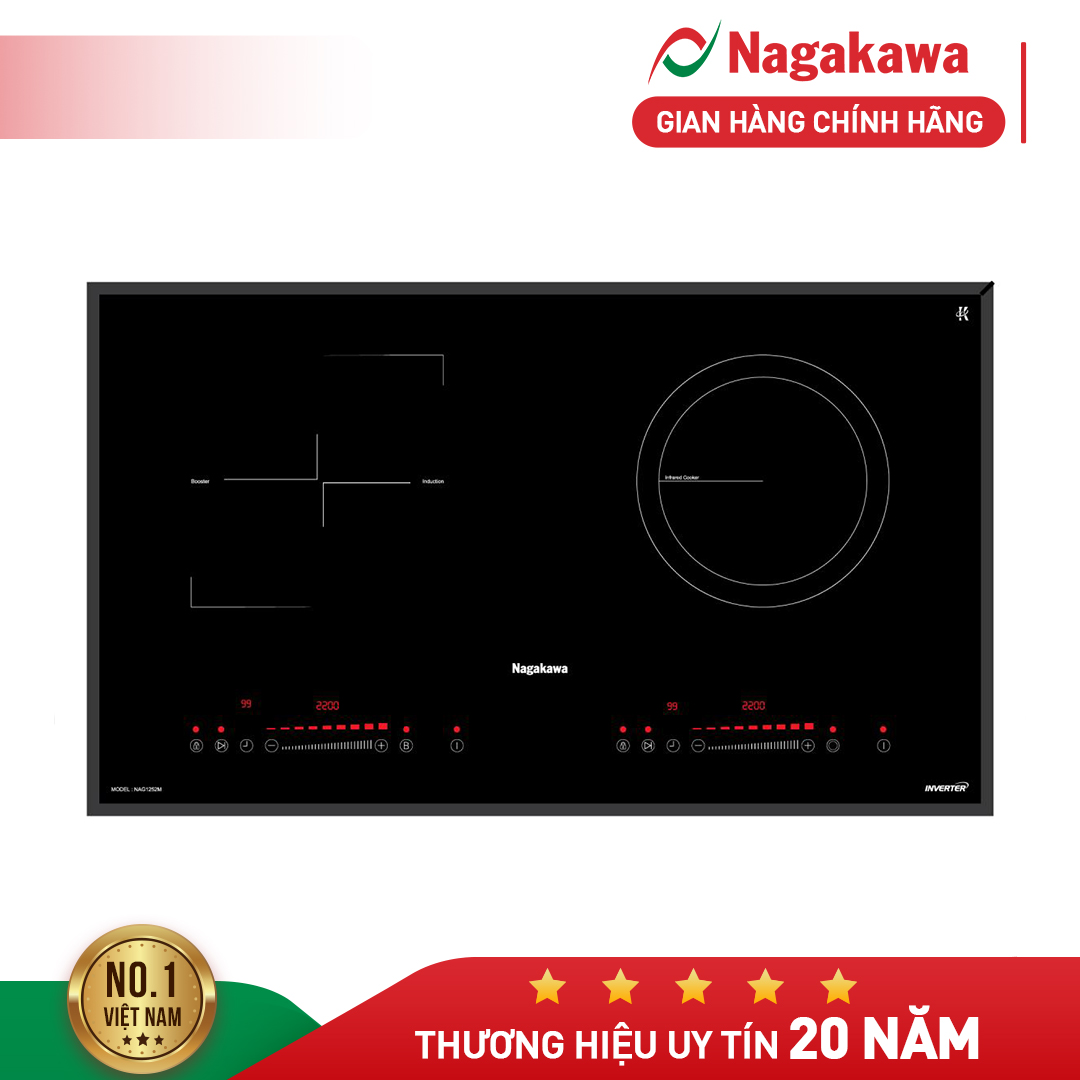 Bếp đôi điện từ hồng ngoại Inverter Nagakawa NAG1252M hàng chính hãng