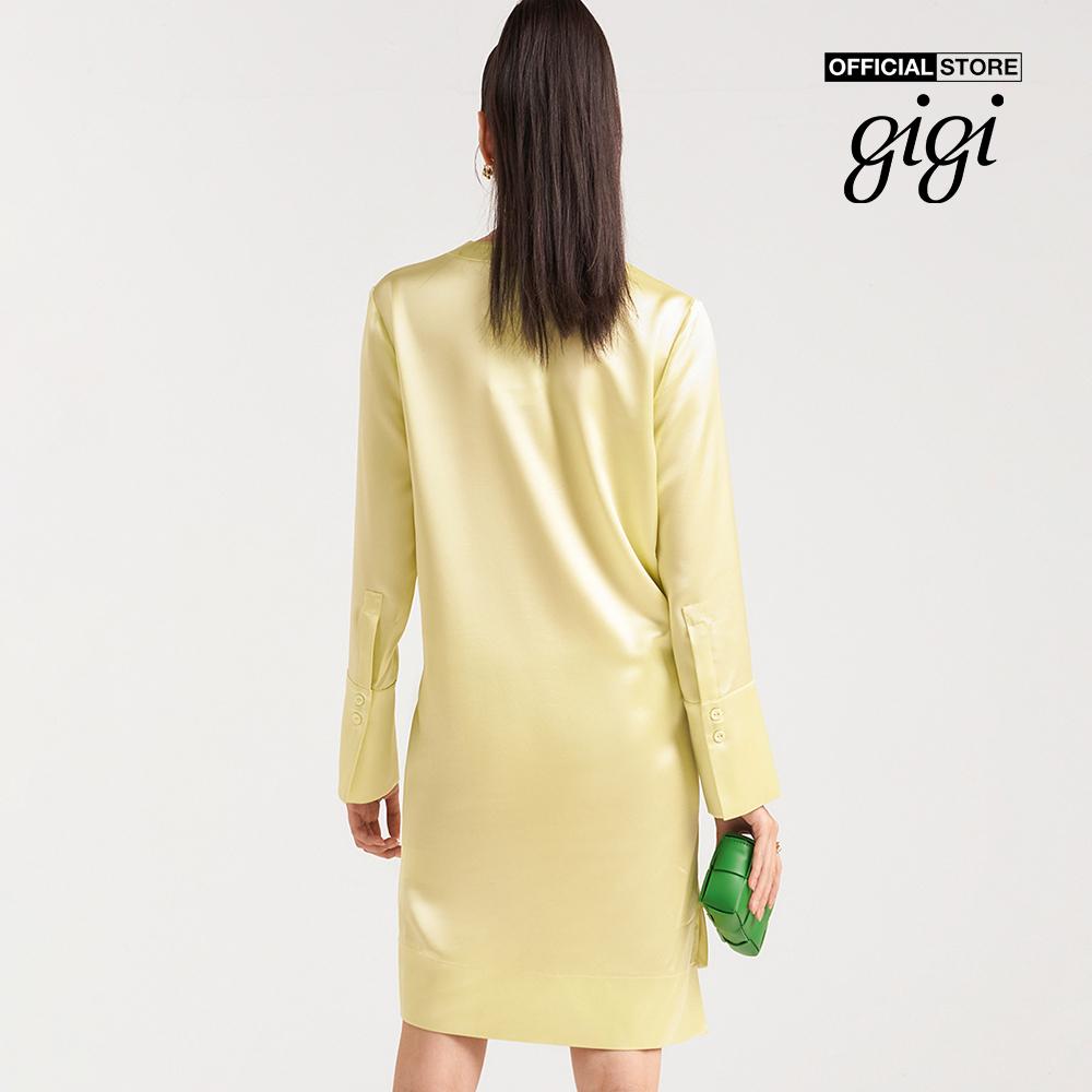 GIGI - Đầm mini tay dài cổ V phối nút cài thanh lịch G2101D221180